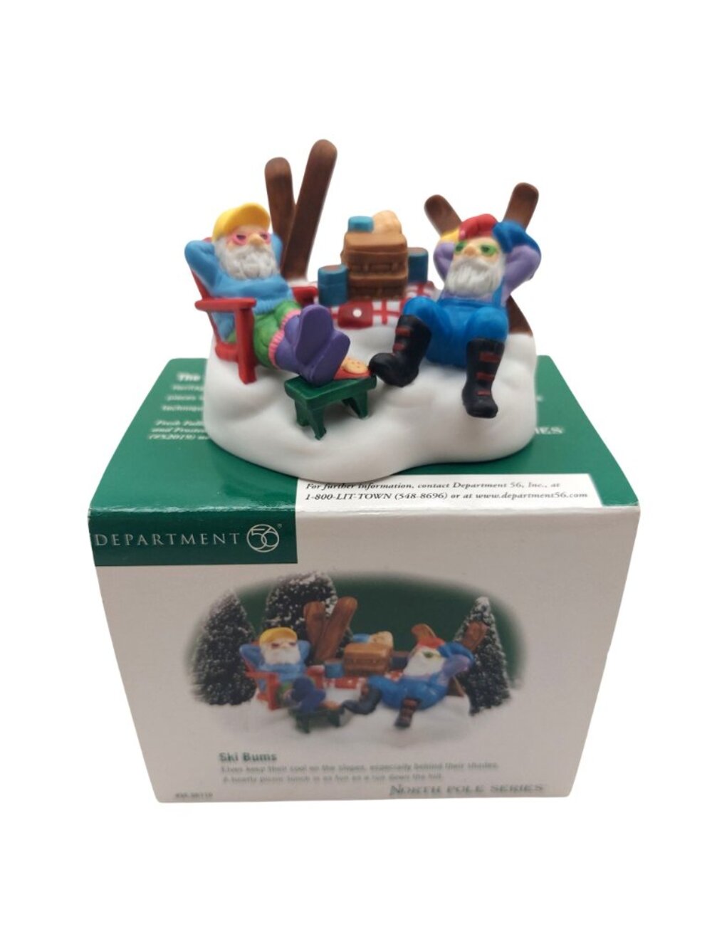 Dept 56 Figurines Set Of 3 North Pole 2000 New Year Downhill Daredevils Ski Bums - Picture 2 of 16